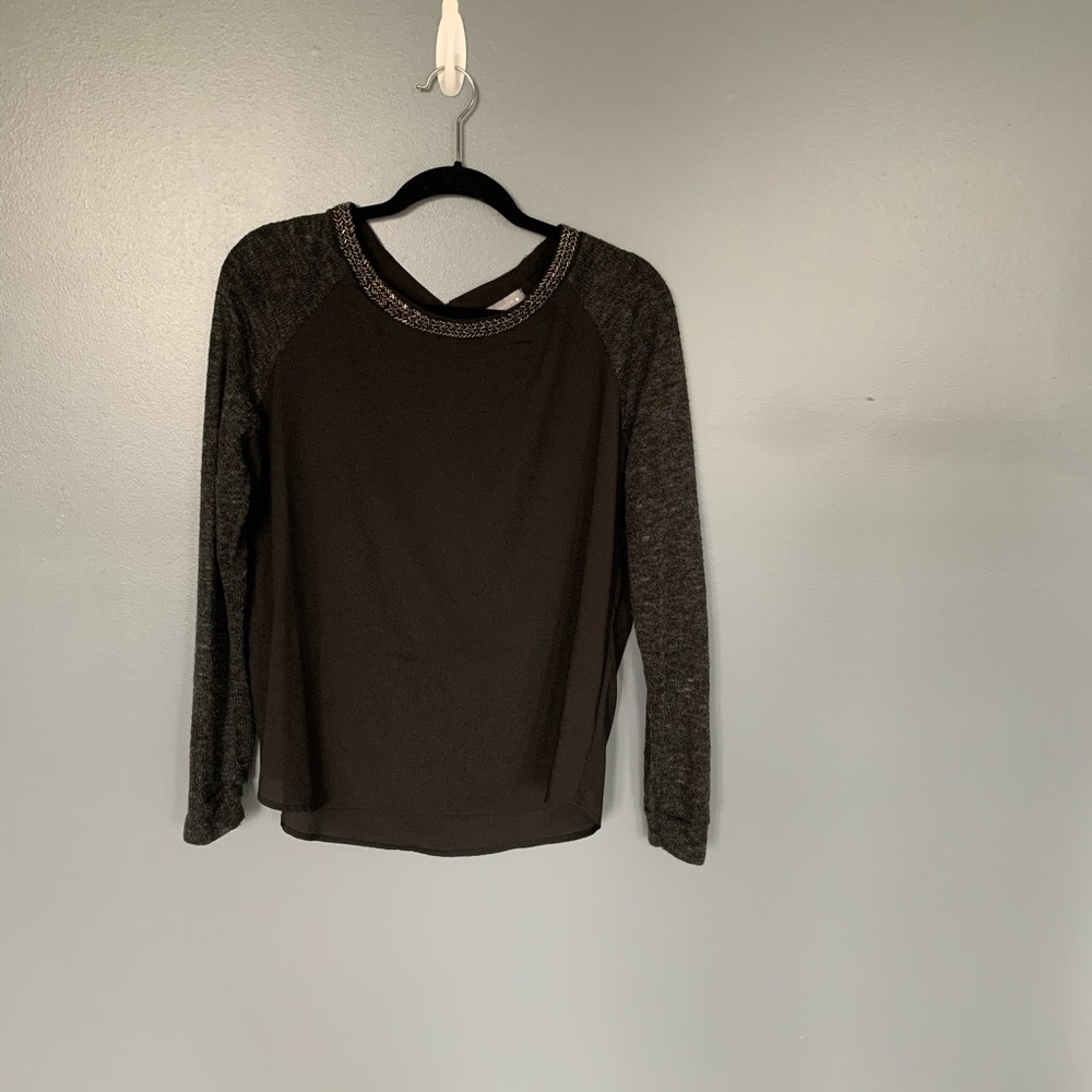 Olivia Moon Jewel Neck Sweater Black Size Small
